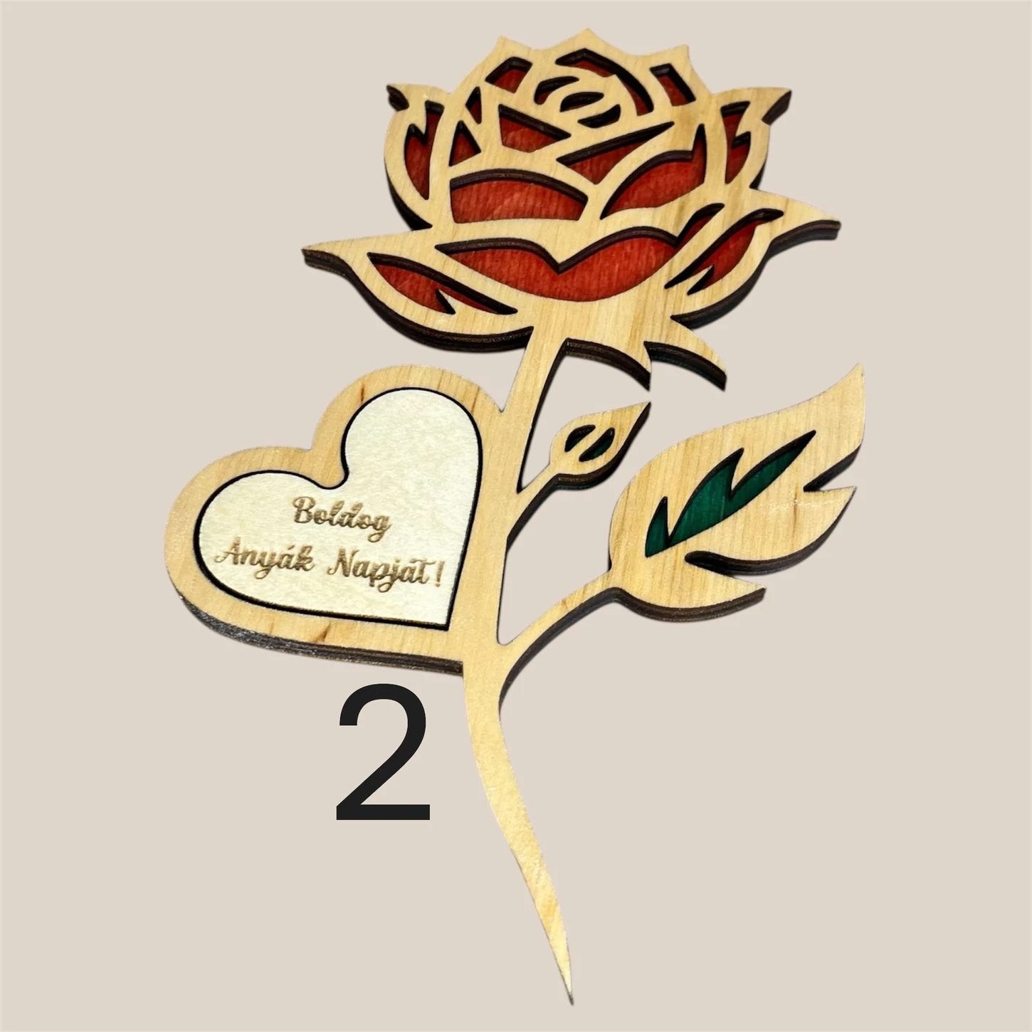 Személyre szabható fa virág dekor ,talp nélküli (Anyák napjára, nőnapra, ajándékba)