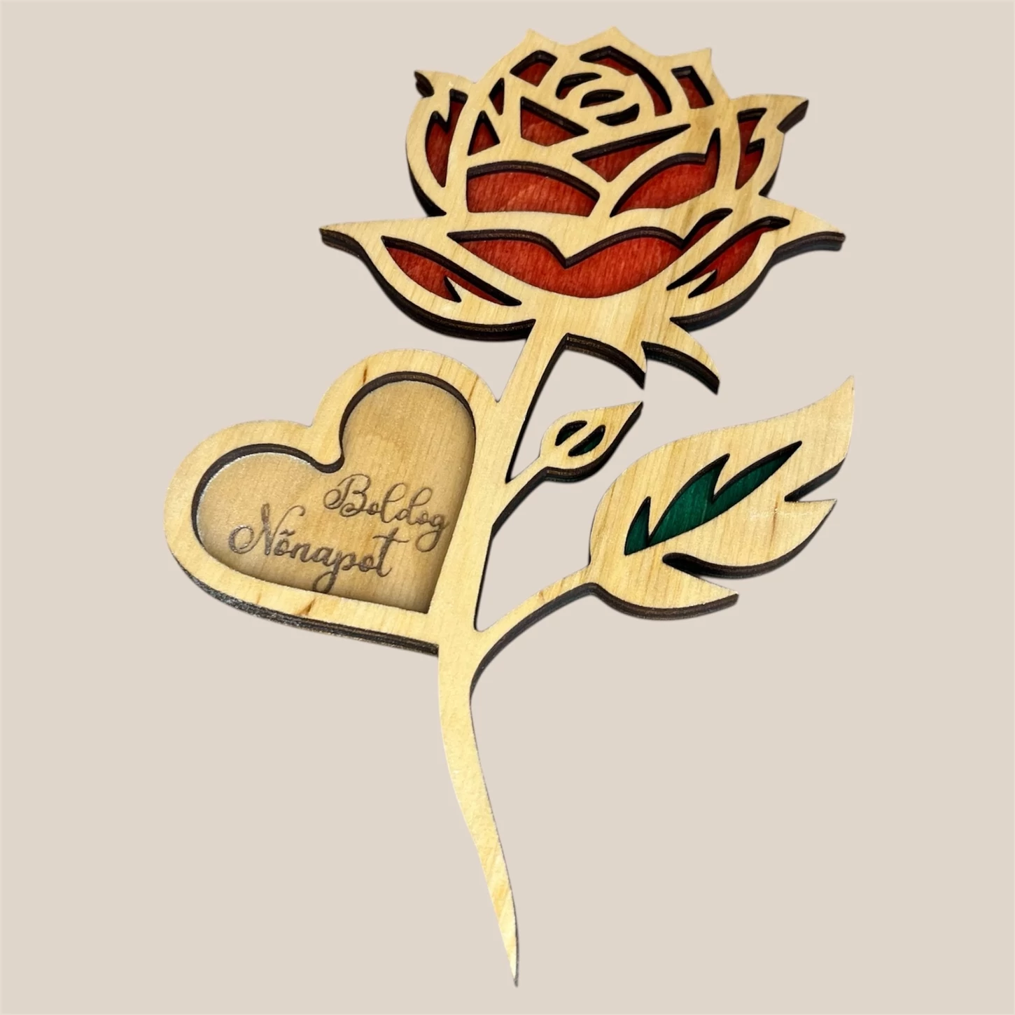 Személyre szabható fa virág dekor ,talp nélküli (Anyák napjára, nőnapra, ajándékba)