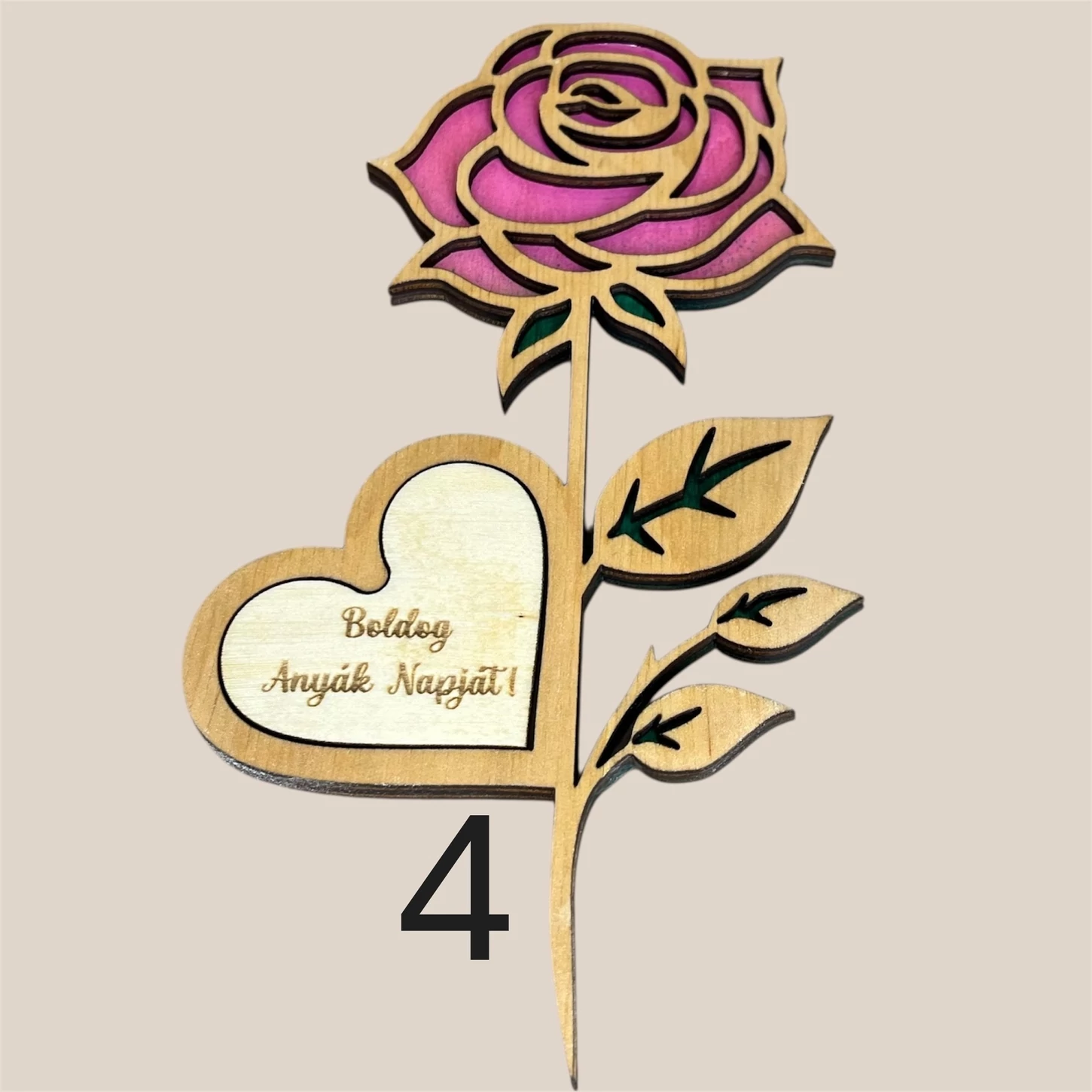 Személyre szabható fa virág dekor ,talp nélküli (Anyák napjára, nőnapra, ajándékba)
