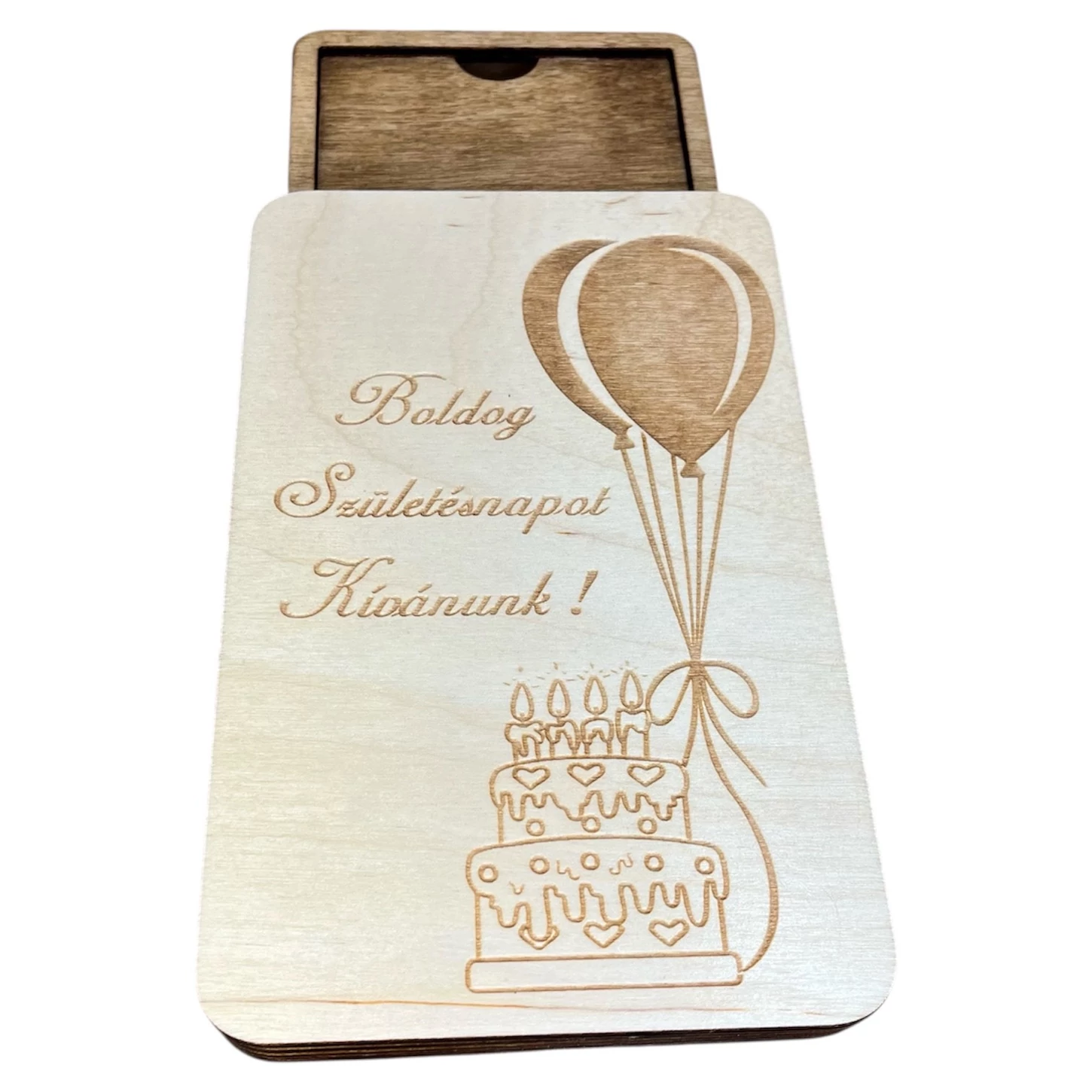 Születésnapi pénzátadó doboz torta mintával