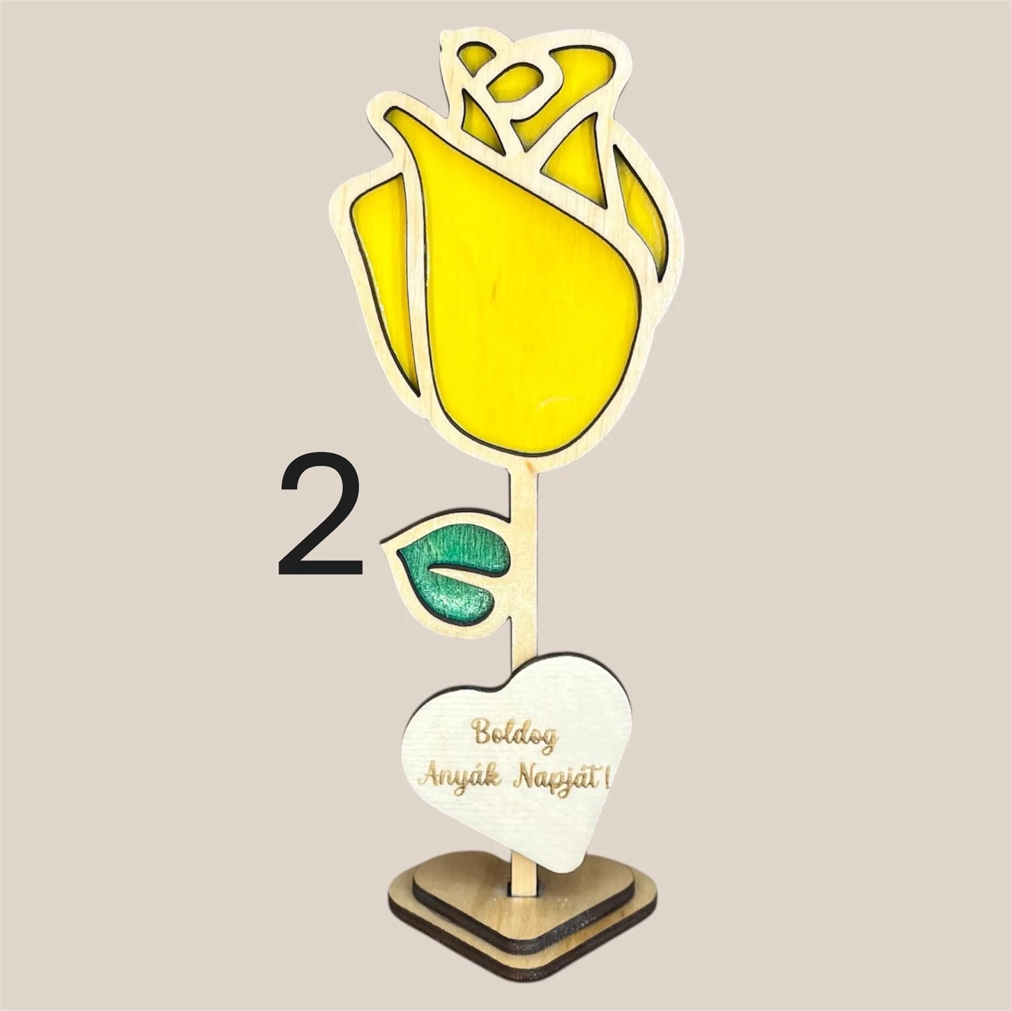 Személyre szabható fa virág dekoráció – Anyák napjára, Nőnapra és különleges alkalmakra