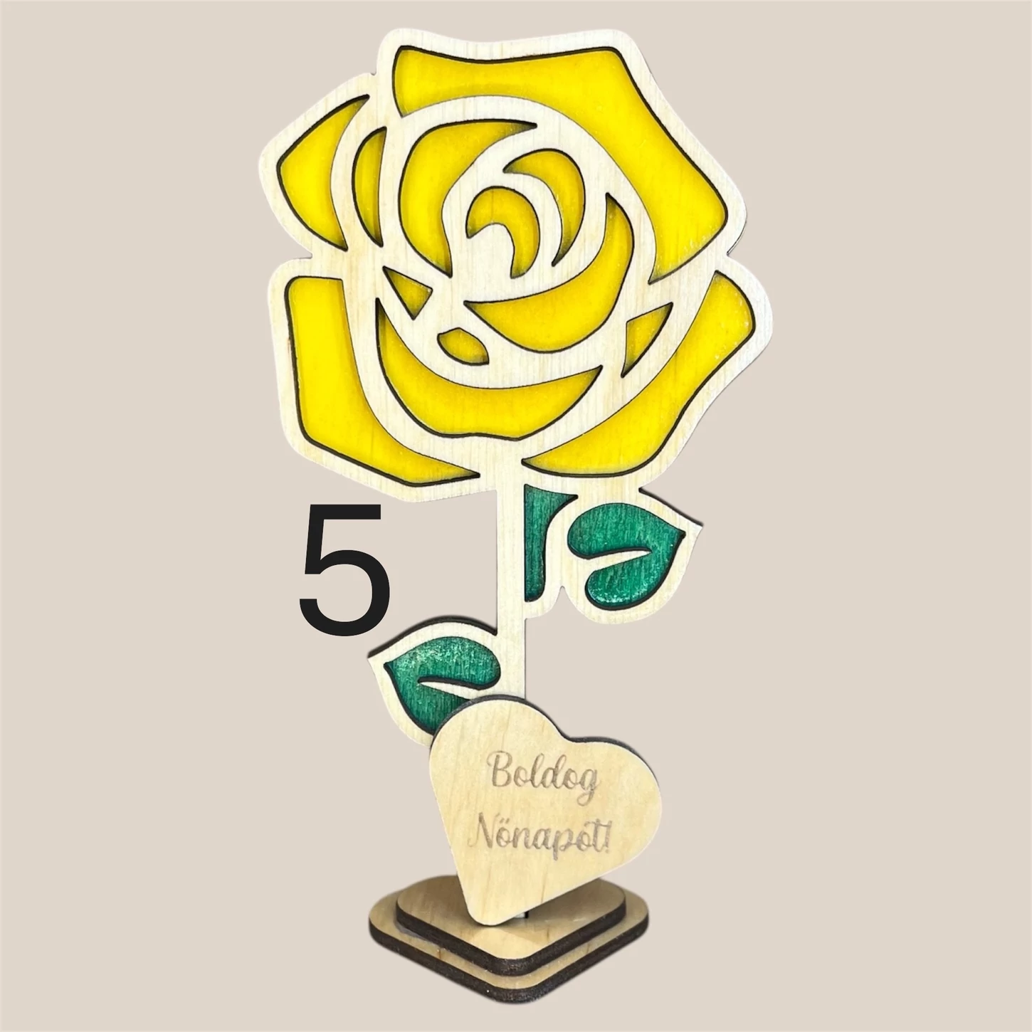 Személyre szabható fa virág dekoráció – Anyák napjára, Nőnapra és különleges alkalmakra