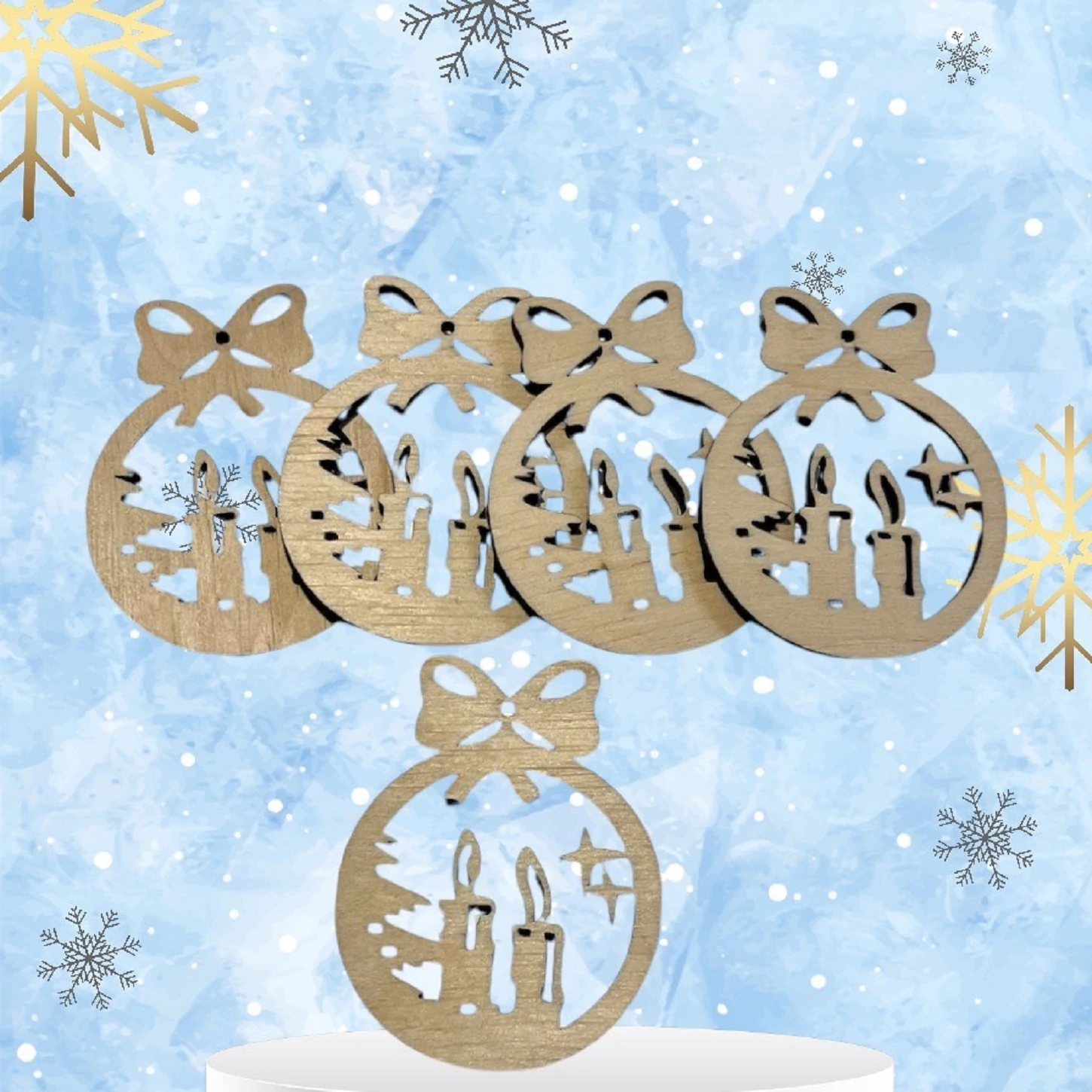 Karácsonyfadísz csomag – Gyertya és masni