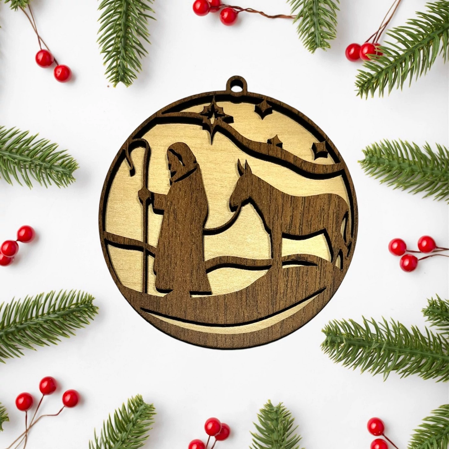 Karácsonyfa dísz Pásztor és szamara