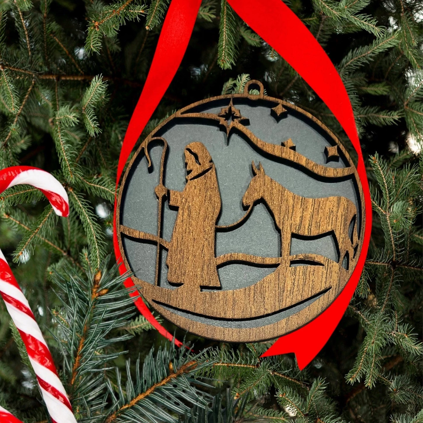 Karácsonyfa dísz Pásztor és szamara