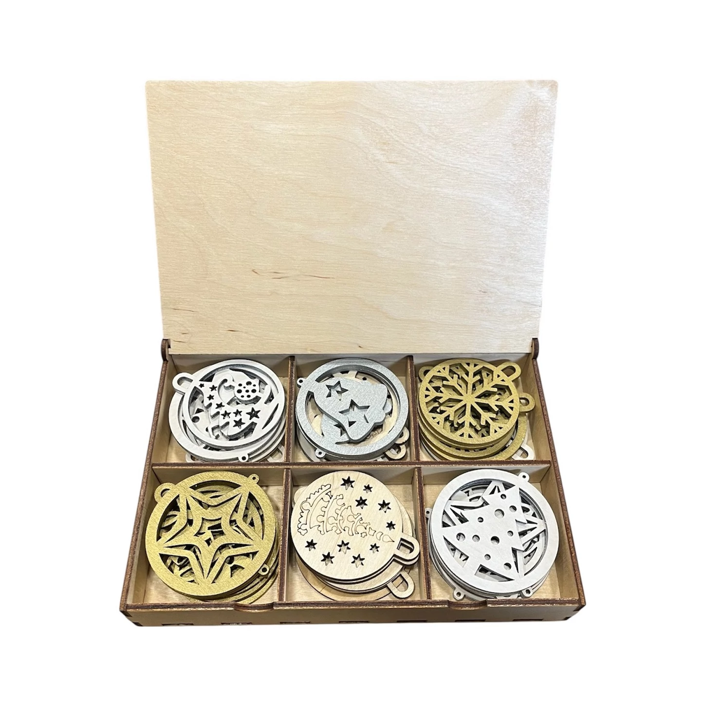 Exkluzív karácsonyfadísz kollekció nagy fadobozban – 36 db