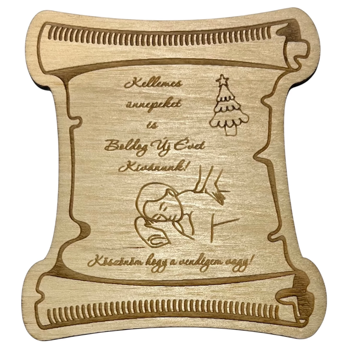 Karácsonyi hűtőmágnes – Egyedi gravírozással