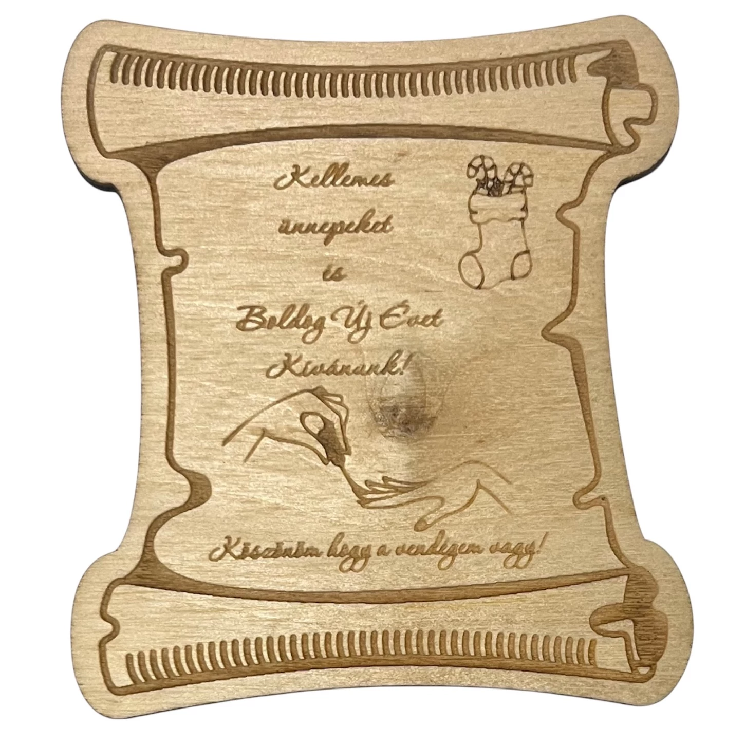 Karácsonyi hűtőmágnes – Egyedi gravírozással