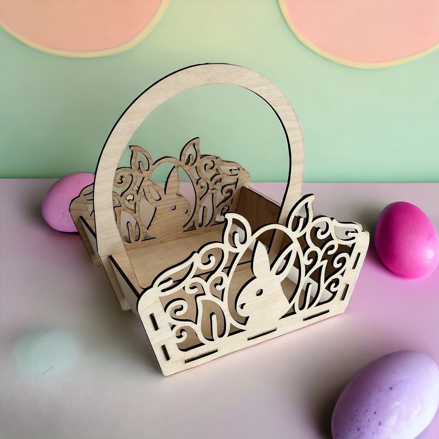 Nyuszis tojásgyűjtő kosárka