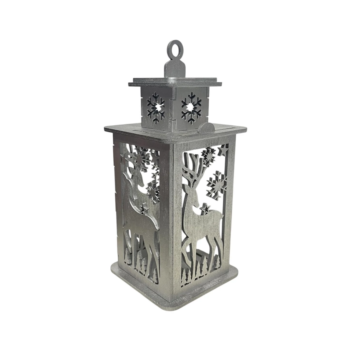 Karácsonyi ezüst mécsestartó – Szarvasos motívummal