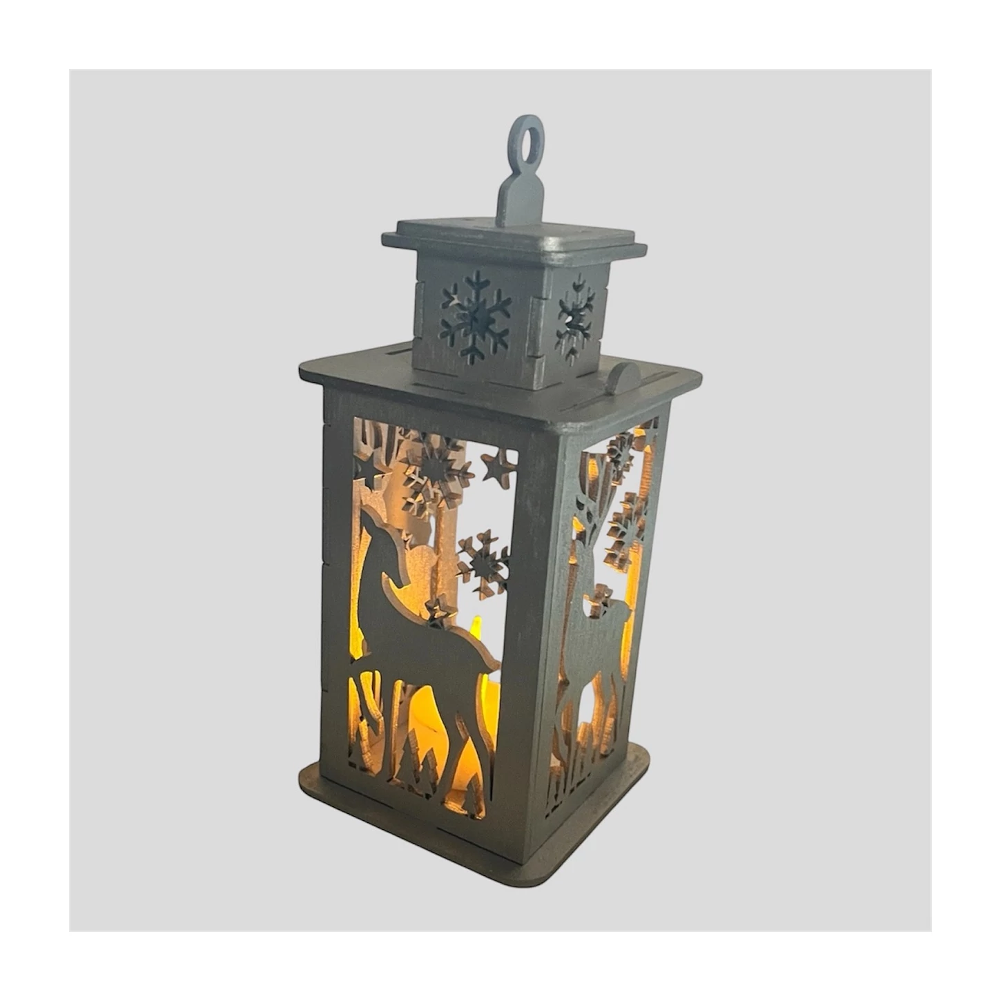 Karácsonyi ezüst mécsestartó – Szarvasos motívummal