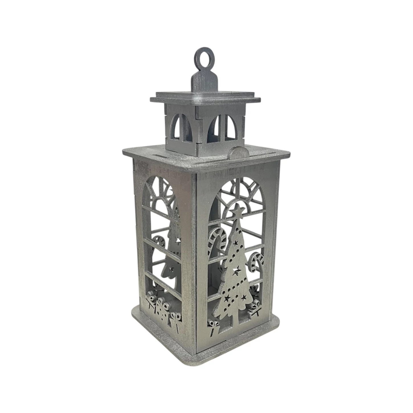 Karácsonyi ezüst mécsestartó – Fenyőfás motívummal