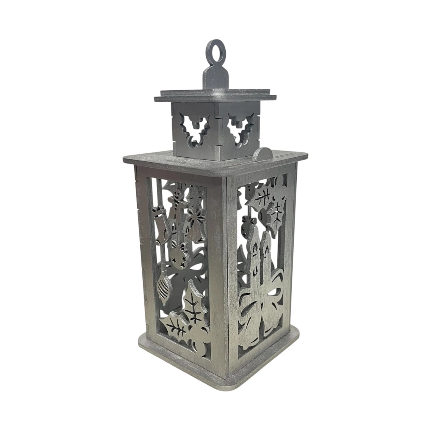 Karácsonyi ezüst mécsestartó – Gyertya mintával