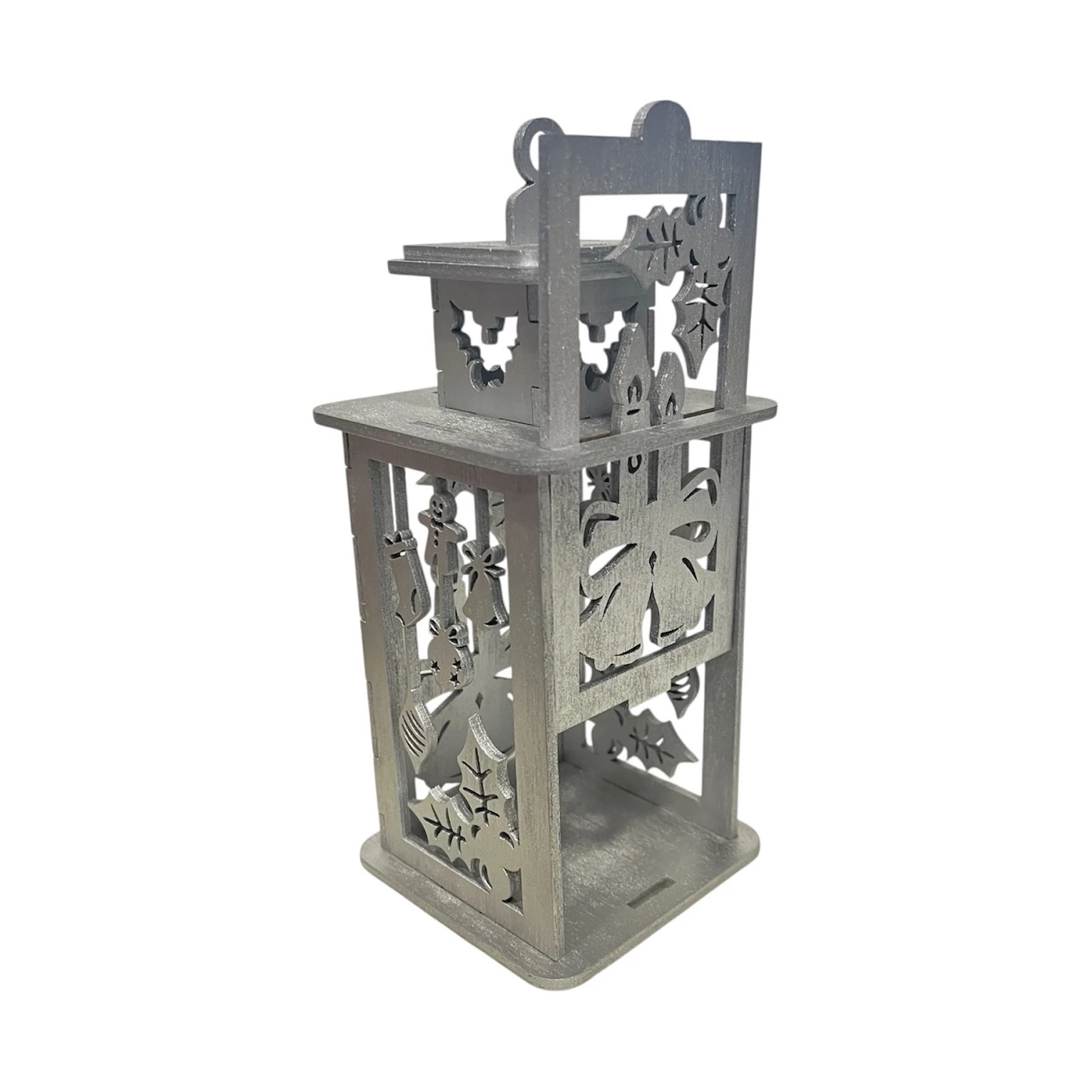 Karácsonyi ezüst mécsestartó – Gyertya mintával