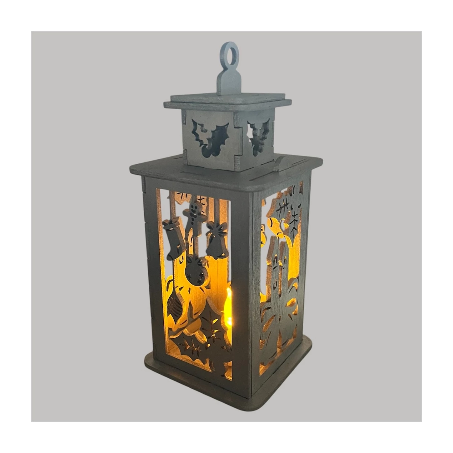 Karácsonyi ezüst mécsestartó – Gyertya mintával