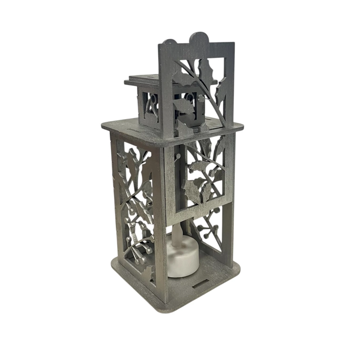 Karácsonyi ezüst mécsestartó – Fagyal mintával