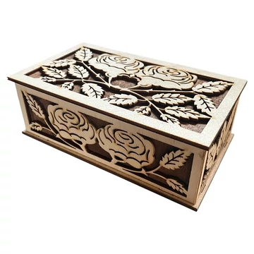  Fa ékszerdoboz rózsamintával – ajándékdoboz, cukorkatartó