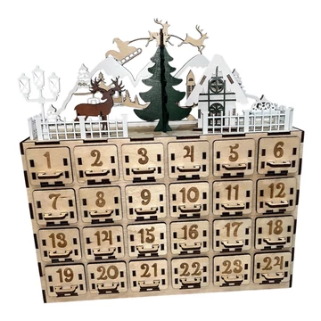 Mikulásos Fa Adventi Kalendárium Rénszarvasokkal – 24 Fiókos Karácsonyi Dekor